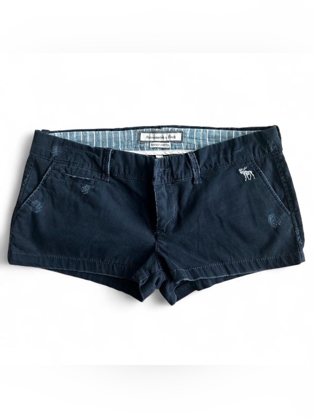 Y2K Vintage Abercrombie & Fitch distressed navy low rise shorts size 2 preppy 20